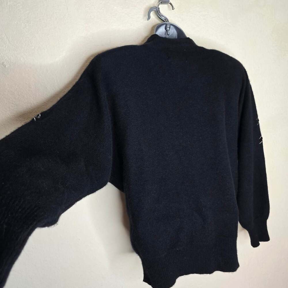The Glory 3 By Gloria Furman Black Embellished Lambswool Angora Sweater with Lea - Picture 6 of 8